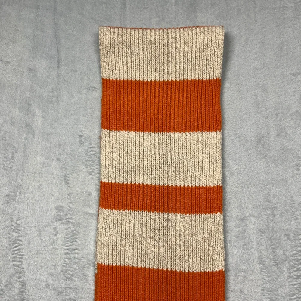 Vintage Y2K Gap Scarf Orange Oatmeal Striped 100% Lambswool Ribbed Knit Winter